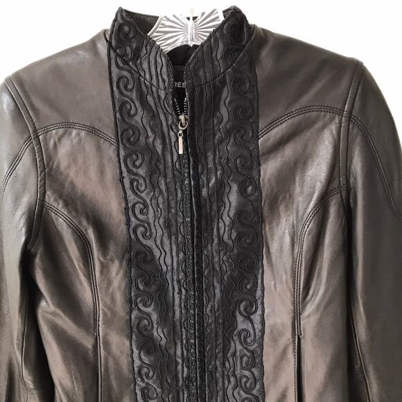 Express Black Genuine Leather Moto Jacket 100% Genuine Leather women size xs - Picture 3 of 8